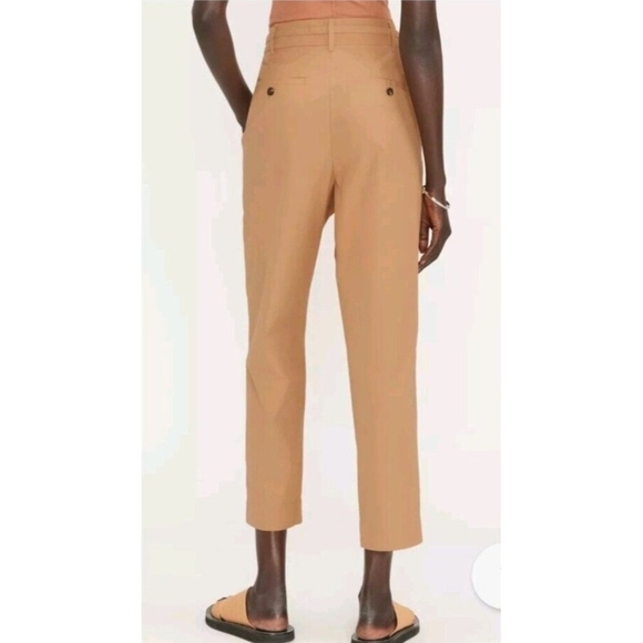 Everlane The Poplin Pleated Taper Pant Brown Caramel Size 14 - Picture 3 of 12